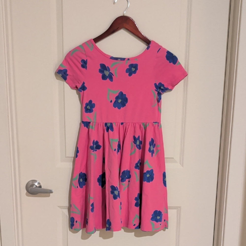 Tea Collection Pink Dress with Blue Floral Design